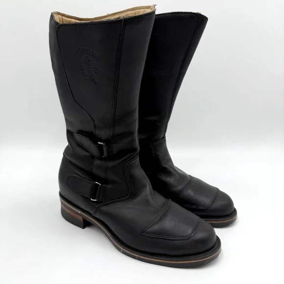 EUC Chippewa Rally Motorcycle Boots in Black Odessa Leather Model 27862 Chippewa 12 main image 3